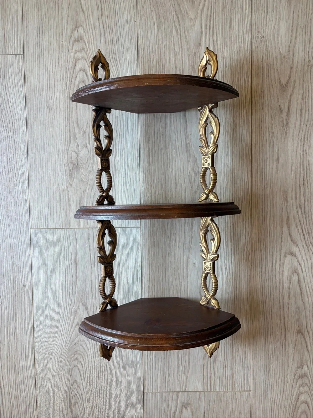 Vintage Sexton Mid Century Modern 3-Tier Corner Wall Shelf - MCM
